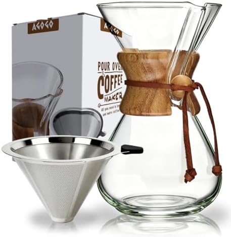 AGOGO Pour Over Coffee Maker Set, 34oz Classic Style, 304 Stainless Filter