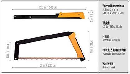 AGAWA - BOREAL21-21 Inch Folding Saw with All-Purpose Saw Blade - Camping Gear For Hiking, Fishing, Hunting, Bushcraft & Survival Kit (Black Frame/Yellow Handle)