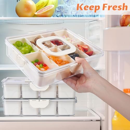 2Pack Snackle Box Containers Dishwasher Safe Divided Serving Tray with Lid