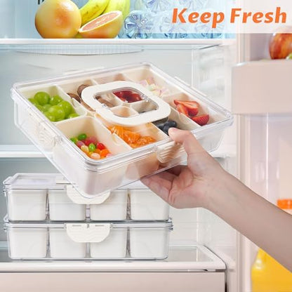 2Pack Snackle Box Containers Dishwasher Safe Divided Serving Tray with Lid