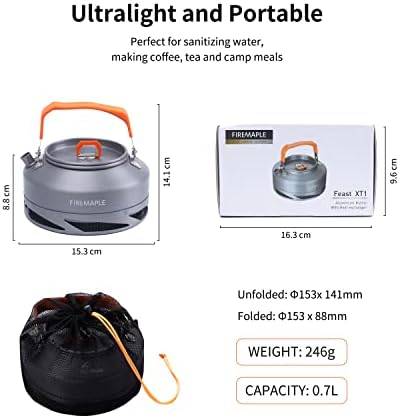Fire-Maple XT1 0.7L Camping Kettle Portable Teapot with Heat Exchanger