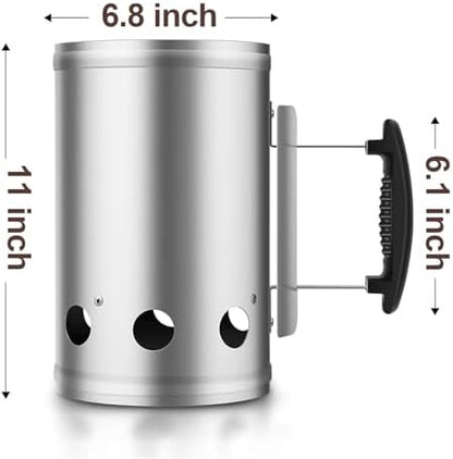 BEAU JARDIN Charcoal Chimney Starter Large Capacity BBQ Grill Lighter Barbecue Fire Starter Grilling for Charcoal Grill Briquette Coal Fire Starter Chimney for Grills Outdoor Cooking Can Accessories