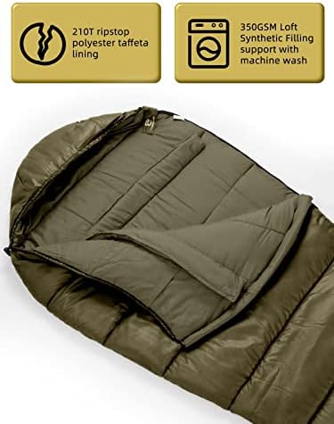 Bessport Mummy Sleeping Bag | 15-45 ℉ Extreme 3-4 Season Sleeping Bag for Adults Cold Weather– Warm and Washable, for Hiking Traveling & Outdoor Activities