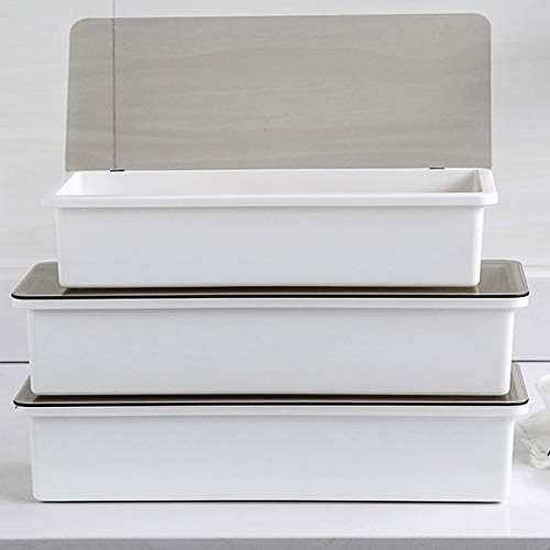 Large Flatware Tray Kitchen Drawer Organizer With Lid And Drainer - Plastic Kitchen Cutlery Tray and Utensil Storage Container with Cover - Dinnerware Holder White