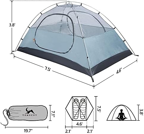 MC TOMOUNT Backpacking Tent 1-2 Person Waterproof Lightweight Camping Tent