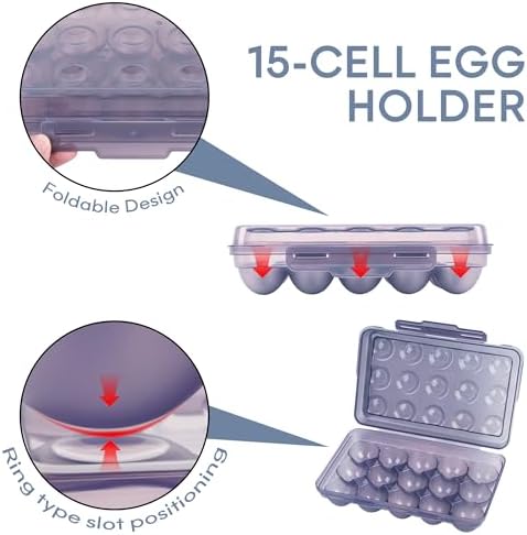 15 Grid Egg Storage Box for Refrigerator Kitchen Camping RV