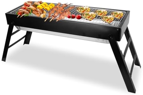 KOCASO Foldable Charcoal BBQ Grill Stainless Steel Grill Net Easy Setup Portable Tabletop Barbecue Grill for Camping Picnic Outdoor Party Backyard