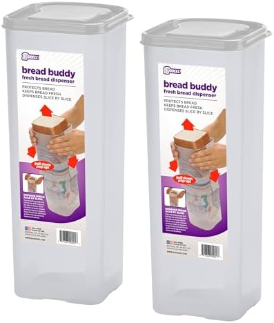 Buddeez Bread Buddy Bread Storage Container, White, 2-Pack
