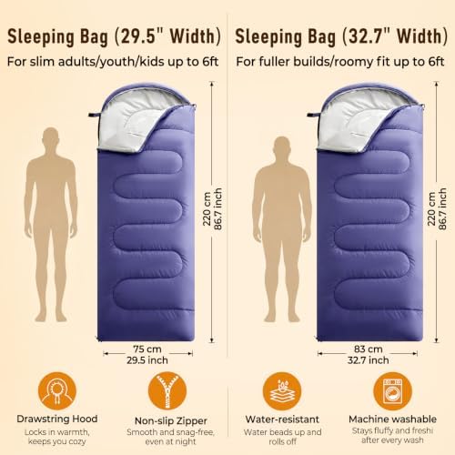 FARLAND Sleeping Bag for Adults, Teens and Kids - 3 Season Camping Gear