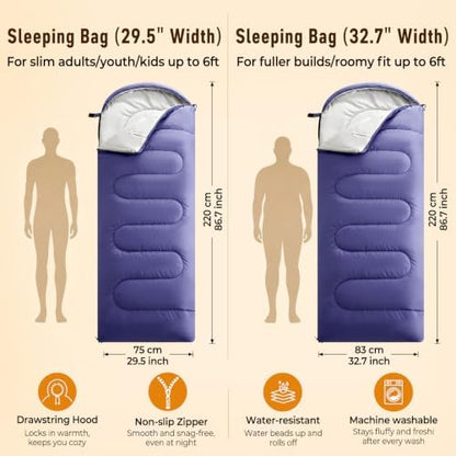 FARLAND Sleeping Bag for Adults, Teens and Kids - 3 Season Camping Gear
