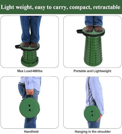 Fishboy Upgraded Collapsible Stool, 400lbs Max Weight, Lightweight But Sturdy, Portable Retractable Folding Telescoping Foldable Camping Stool for Adults Outdoor Fishing Hiking BBQ