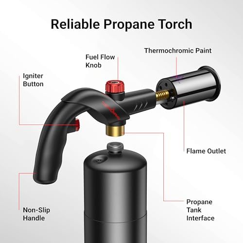 ThermoMaven Propane Torch Gun, Adjustable Cooking Torch Lighter, Black