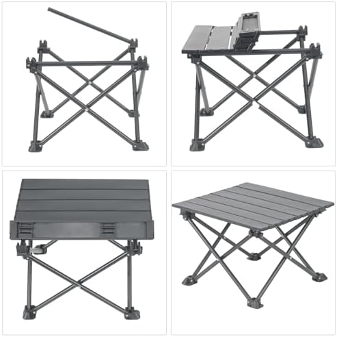 Wind Tour Roll-Up Camping Table, 4-Person Lightweight Portable Outdoor Table with Carry Bag for Picnics BBQ Travel (15.7”x13.7”x11” Black)