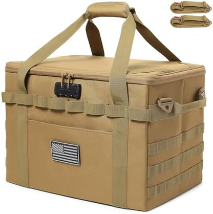 Tactical Camping Storage Bag Utility Tote Bag Camp Kitchen & Trunk Organizer with Combination Lock and Shoulder Strap