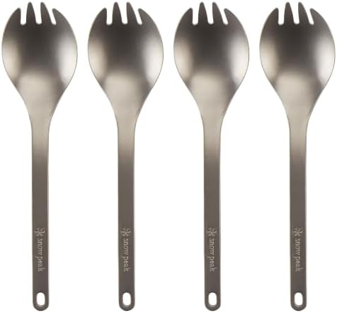 Snow Peak Titanium Spork for Outdoor Use, Portable and Durable, 4 Pack