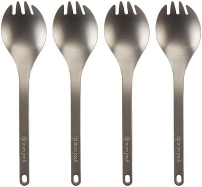 Snow Peak Titanium Spork for Outdoor Use, Portable and Durable, 4 Pack