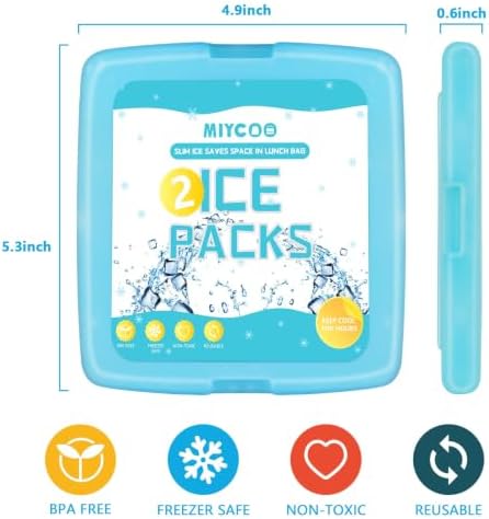 MIYCOO Ice Packs for Lunch Boxes & Coolers Long Lasting, Reusable