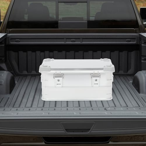 Aluminum Storage Box with Lid, 30L/7.93Gal Heavy Duty Overland Storage Box Stackable Trunk Organizer with Handles & Latches for Truck Bed SUV Camping Outdoor Home Organization