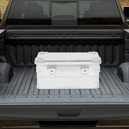 Aluminum Storage Box with Lid, 30L/7.93Gal Heavy Duty Overland Storage Box Stackable Trunk Organizer with Handles & Latches for Truck Bed SUV Camping Outdoor Home Organization