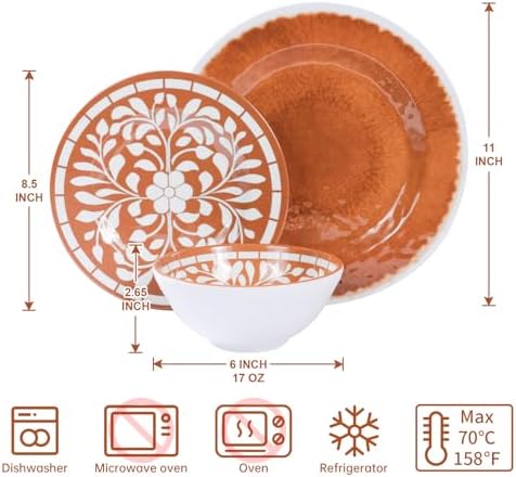 Melamine Plates and Bowls Set - Brown-Yellow