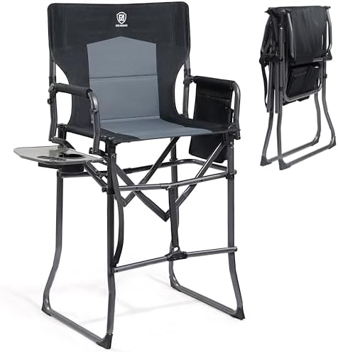 EVER ADVANCED Portable 30.7" Seat Height Tall Camping Directors Chair