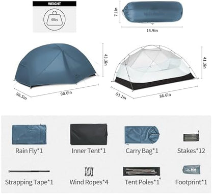 Naturehike Mongar Upgraded 1/2/3 Person Backpacking Tent,Waterproof Lightweight Camping Tent with Footprint