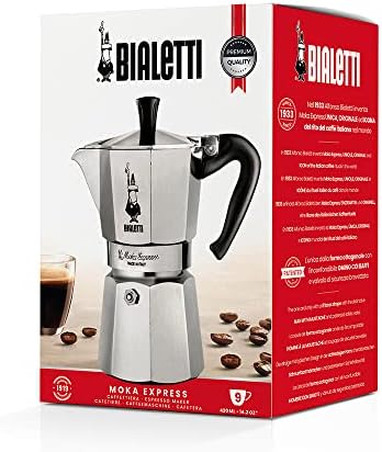 Bialetti - Moka Express: Iconic Stovetop Espresso Maker, Makes Real Italian Coffee, Moka Pot 9 Cups (14 Oz - 420 Ml), Aluminium, Silver