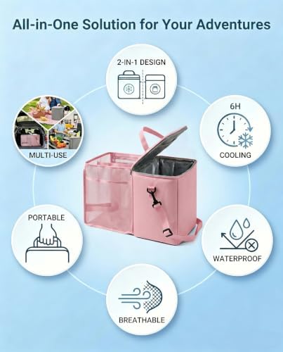 Insulated Cooler Organizer Insert Compatible with XL Bogg Bag,2-in-1 Dry-Wet Separate Tote Insert Leakproof Cooler&Mesh Storage Bag,Bogg Bag Accessories for Beach,Camping