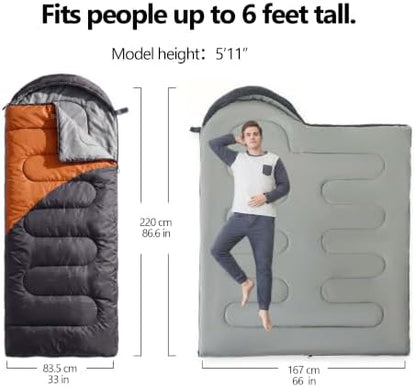 Lightweight Sleeping Bags for Adults & Kids, Backpacking & Scouts, Compact
