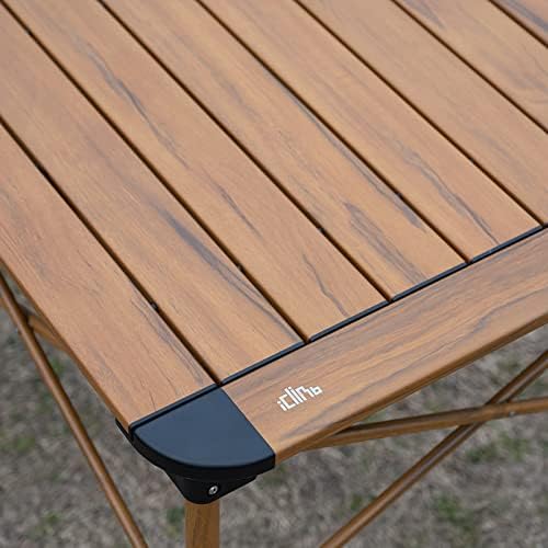 iClimb Lightweight Stable Alu. Folding Square Table Roll Up Top (Nature, L)