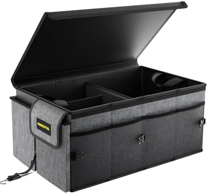 MIKKUPPA Trunk Organizer with Lid - 65L Collapsible Car Organizer, Gray
