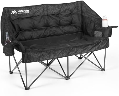 Oversized Double Camping Chair Padded Camping Chairs for Adults,Gray Leaves