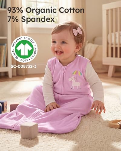 Yoofoss Baby Sleep Sack 0-6 Month 0.5TOG 100% Organic Cotton 2-Way Zipper