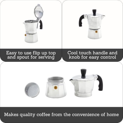 IMUSA USA B120-41V Aluminum Espresso Stovetop Coffeemaker 1-cup, Silver