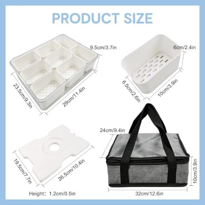 Chilled Snack Box with Reusable Ice Pack, Bonus Insulated Bag, 8 Compartment Food Storage Container for Fruits, Snacks & Charcuterie – Perfect for Outdoor, Camping & Road Trips