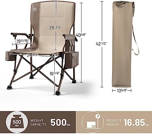 TIMBER RIDGE Oversized Folding Camping Chair High Back 500lbs
