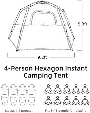 2/4 Person Instant Camping Tent 30s Quick Setup Waterproof Outdoor Tent