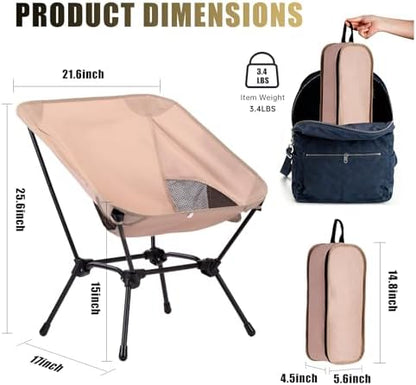 2 Pack Low Back Camping Chair, 2-in-1 Height Adjustable, Heavy Duty