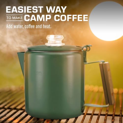 COLETTI Bozeman Color Series Percolator Coffee Pot — Camping Coffee Makers — Camping’s Favorite Percolator – NO Aluminum or Plastic (Camp Green, 6 Cup)