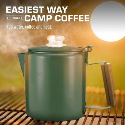 COLETTI Bozeman Color Series Percolator Coffee Pot — Camping Coffee Makers — Camping’s Favorite Percolator – NO Aluminum or Plastic (Camp Green, 6 Cup)