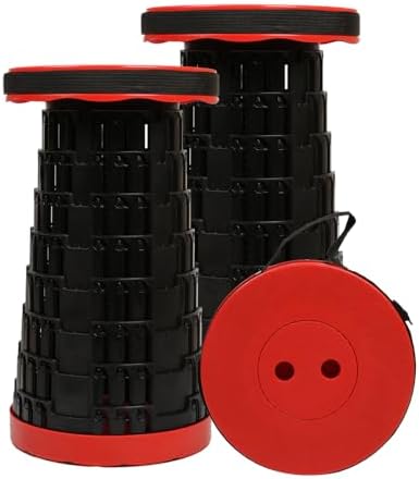 JAEMEYEM 2 PCS Upgraded Collapsible Stool Chair, Max 660lb Folding Stool, Lightweight, Sturdy, Adjustable, Portable, Foldable Seat Stools for Outdoor Camping Fishing Hiking BBQ