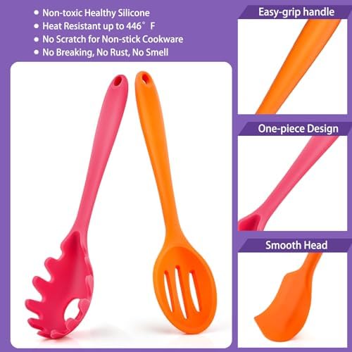 P&P CHEF Multicolor Kitchen Utensils, Silicone Cooking Utensil Set of 7