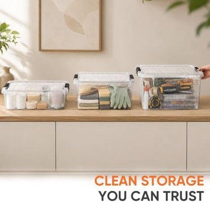 Superio 14.7 Quart Clear Plastic Storage Boxes with Lids, Stackable Organizer Containers, BPA-Free Storage Bins for Home, Office, School & Dorm, 2 Pack