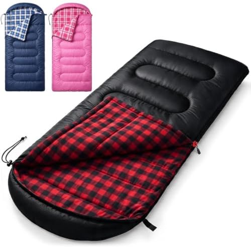 Uniqwamer Sleeping Bag for Adults Kids - 4 Seasons Cold & Warm Weather Flannel Camping Sleeping Bags, Lightweight & Waterproof 45°F Sleeping Bag for Camping Hiking Outdoor Travel