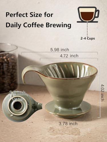 Gomakren Pour Over Coffee Maker Ceramic Coffee Dripper, Single-Hole Cone