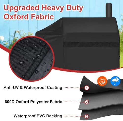 iCOVER Offset Smoker Cover 60 inch, Grill Cover with Smoke Stack, Heavy Duty Waterproof 600D Offset Grill Cover, for Brinkmann, Grill Jim Bowie, New Braunfels, Oklahoma Joe's