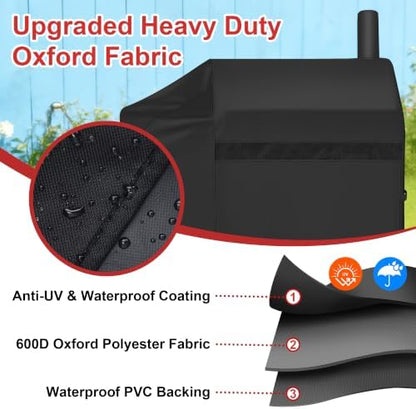 iCOVER Offset Smoker Cover 60 inch, Grill Cover with Smoke Stack, Heavy Duty Waterproof 600D Offset Grill Cover, for Brinkmann, Grill Jim Bowie, New Braunfels, Oklahoma Joe's
