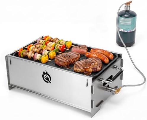 Stainless Steel Portable Tabletop Charcoal Grill, Foldable Camping Grill