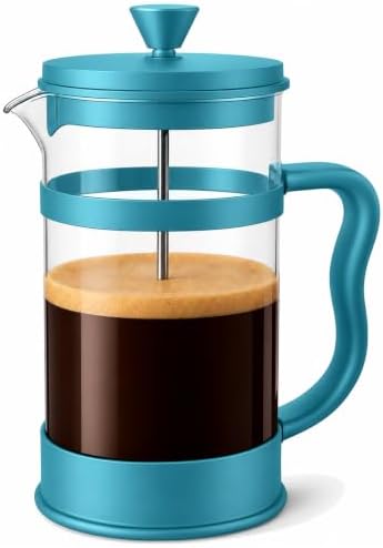 Utopia Kitchen 12 oz Glass French Press, French Press Coffee Maker, Tea Press, Triple-Layer Filter for Smooth Brew, Heat-Resistant Borosilicate Glass, Stainless Steel Plunger, Aqua