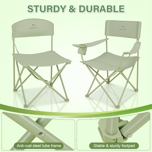Camping Chair Set of 3, Outdoor Folding Camping Chairs for Heavy People with Cup Holder & Carry Bag,Collapsible Chair Include One Sofa Chair and Two Single Chair,Support up to 500lbs